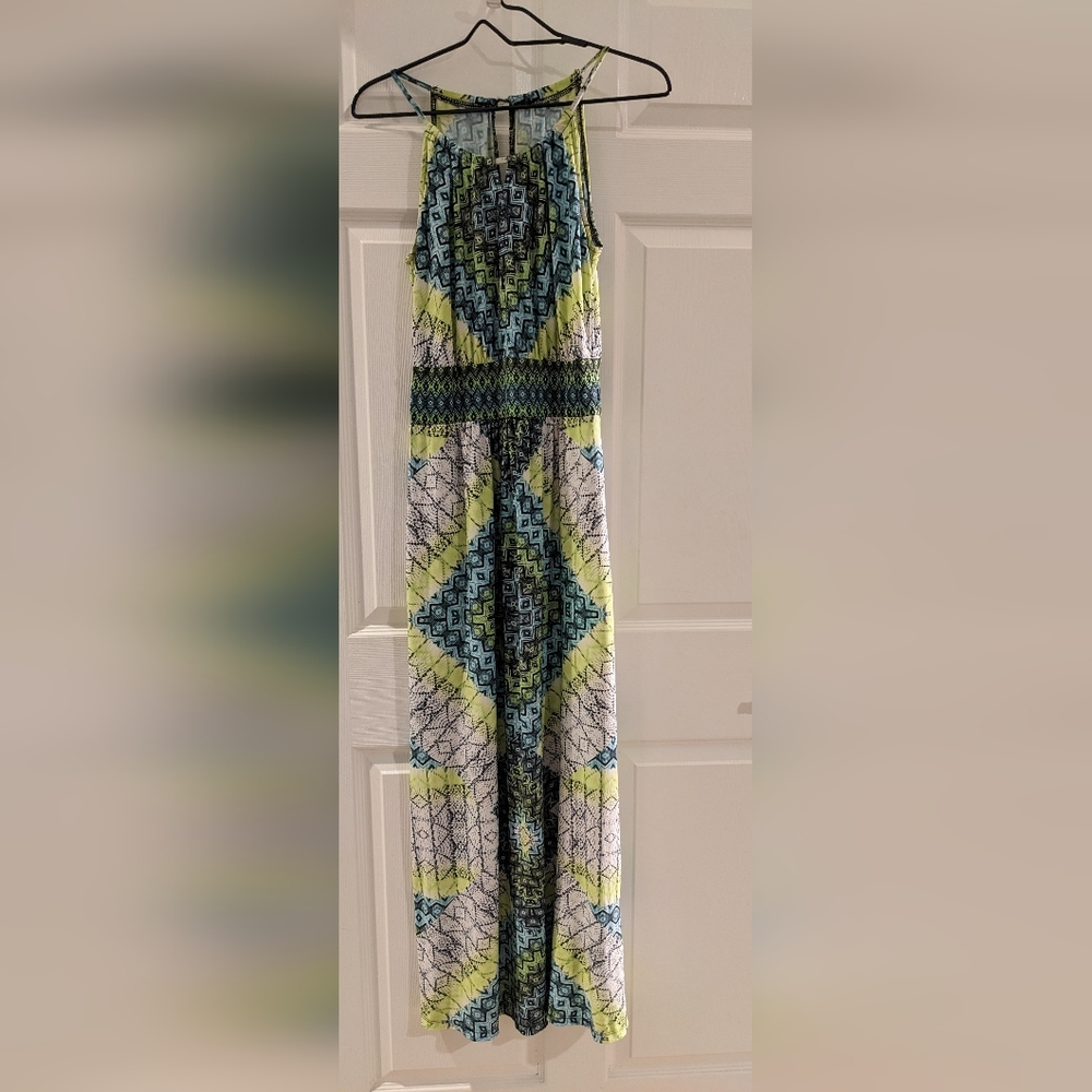 Maxi Dress Blue Green Multi Color